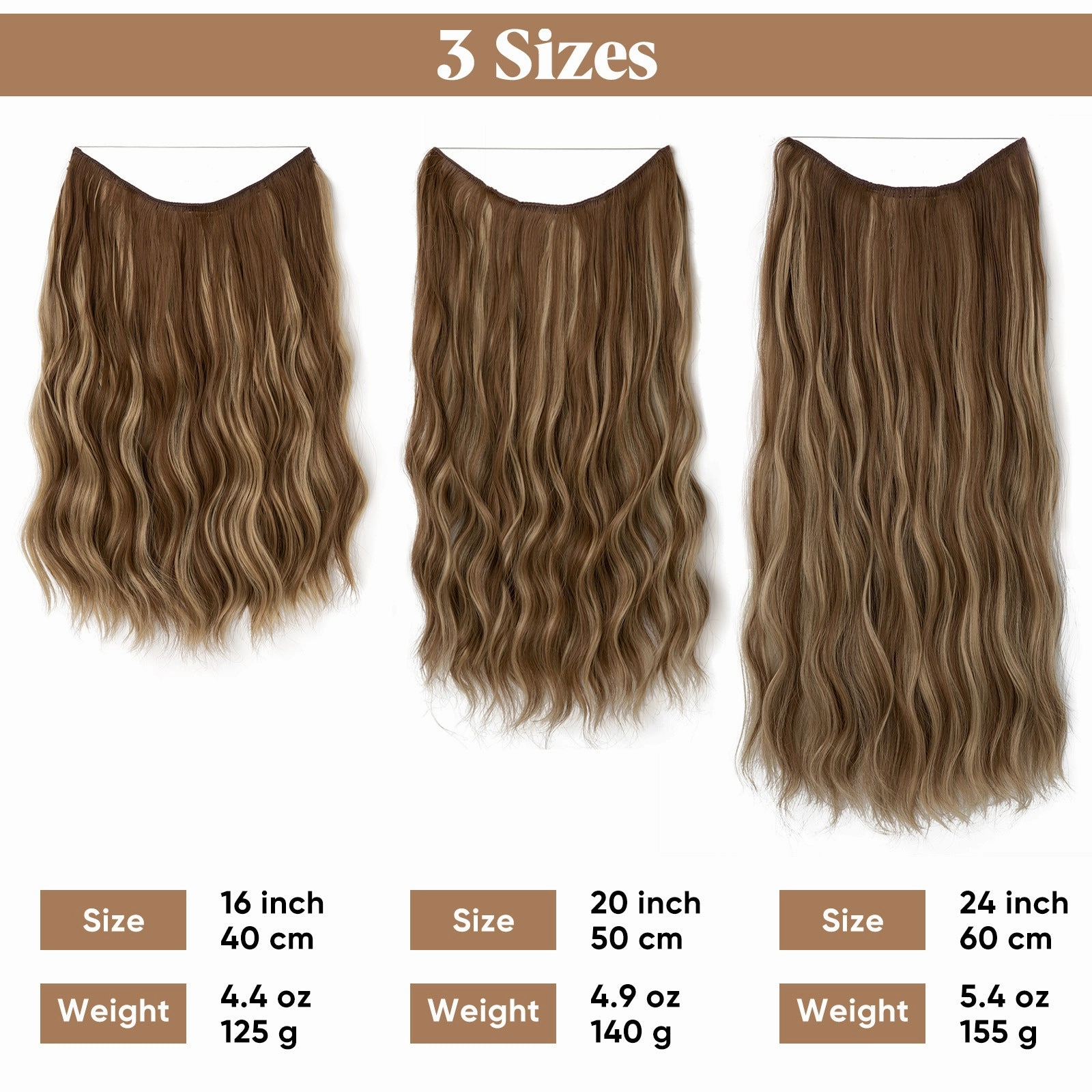 Long Wave Curly Fluffy Wigs One Piece Fishing Line 20inch Hair Extensions