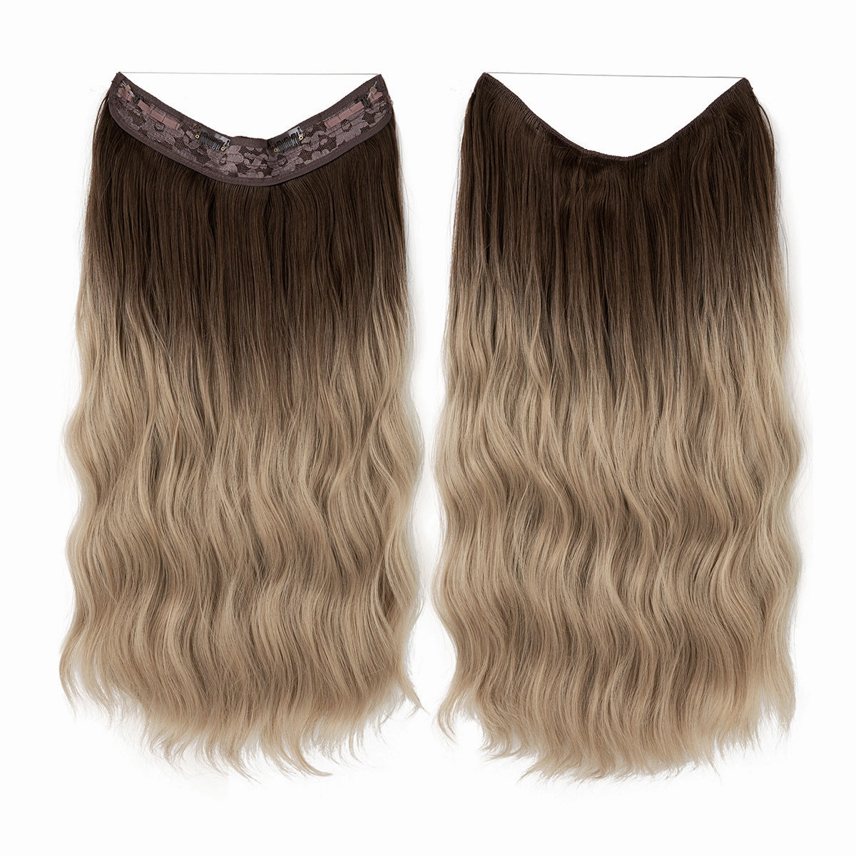 Long Wave Curly Fluffy Wigs One Piece Fishing Line 20inch Hair Extensions