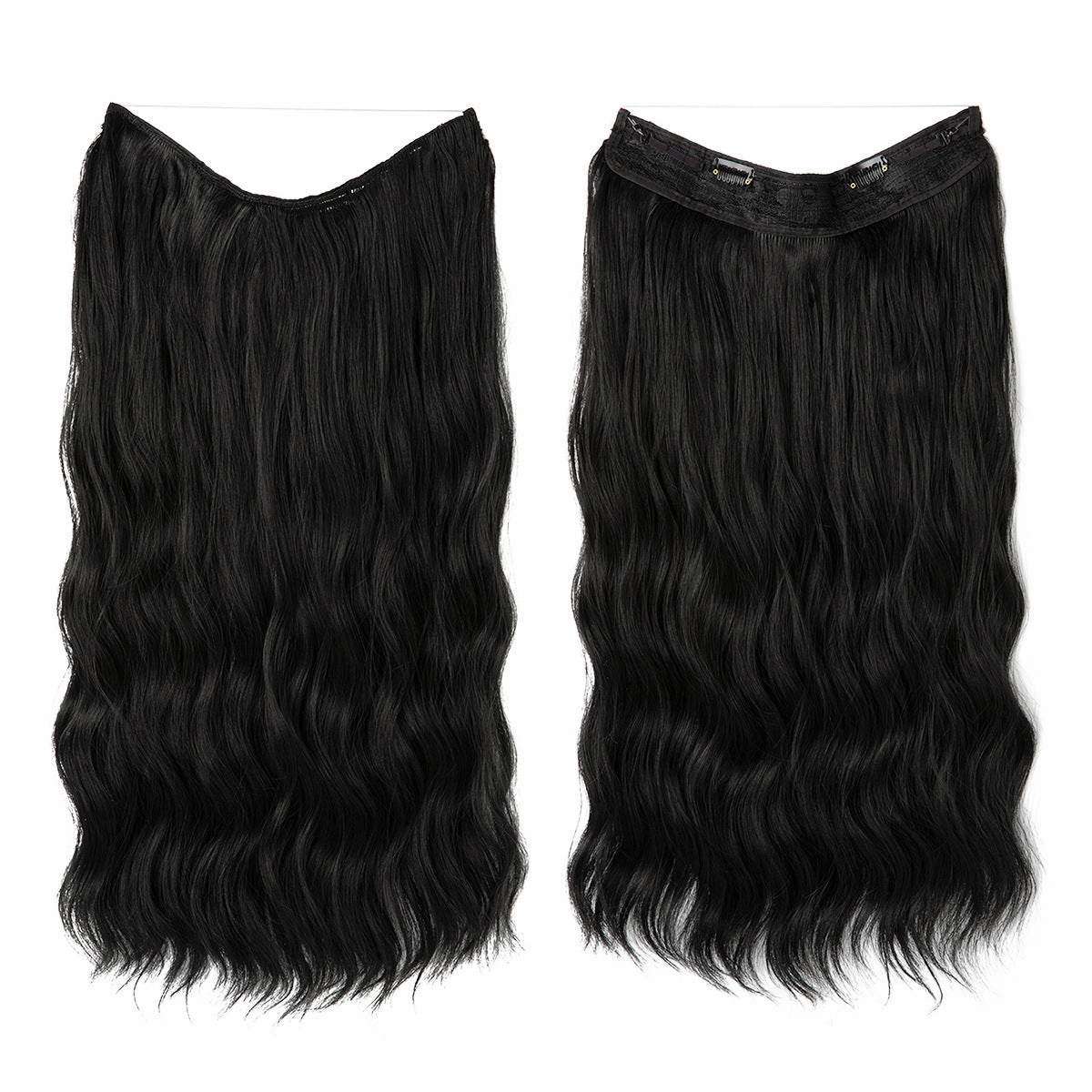 Long Wave Curly Fluffy Wigs One Piece Fishing Line 20inch Hair Extensions
