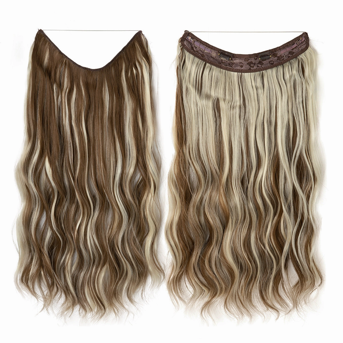 Long Wave Curly Fluffy Wigs One Piece Fishing Line 20inch Hair Extensions