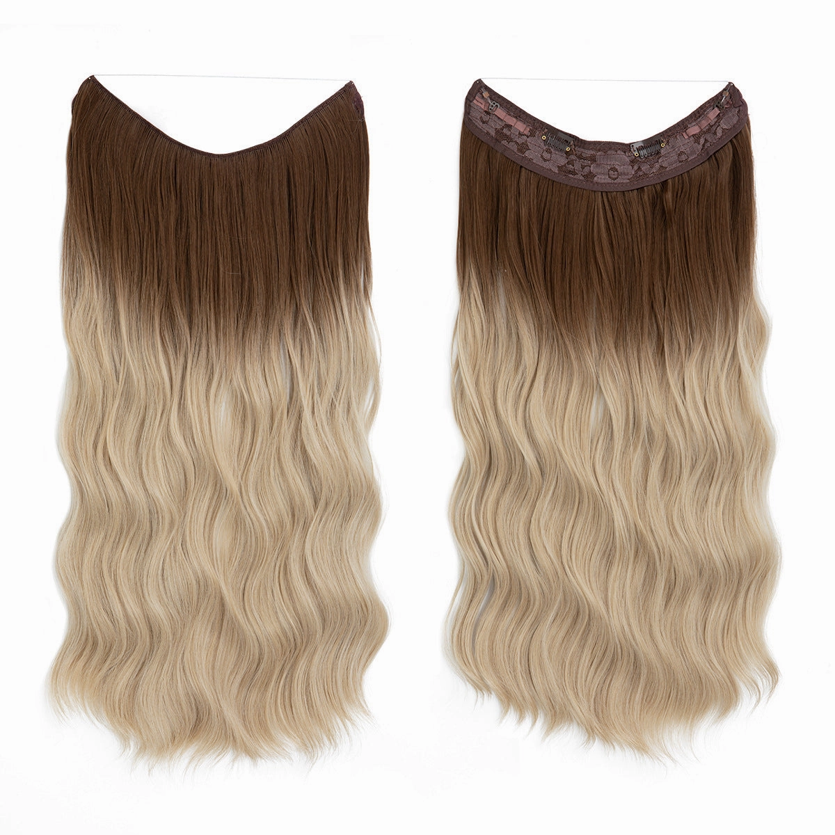 Long Wave Curly Fluffy Wigs One Piece Fishing Line 20inch Hair Extensions