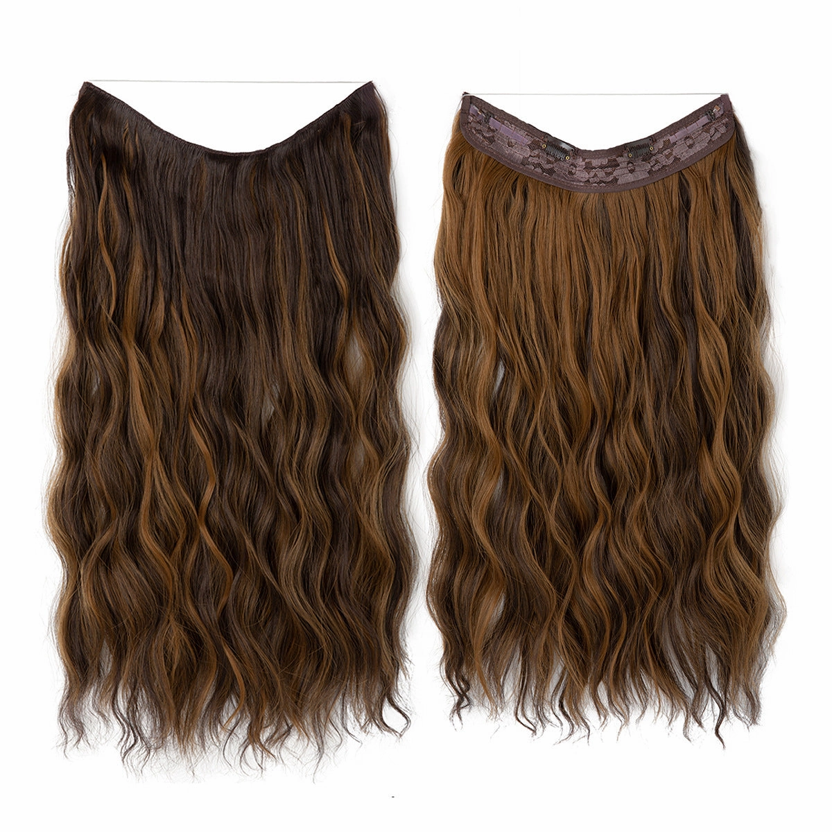 Long Wave Curly Fluffy Wigs One Piece Fishing Line 20inch Hair Extensions
