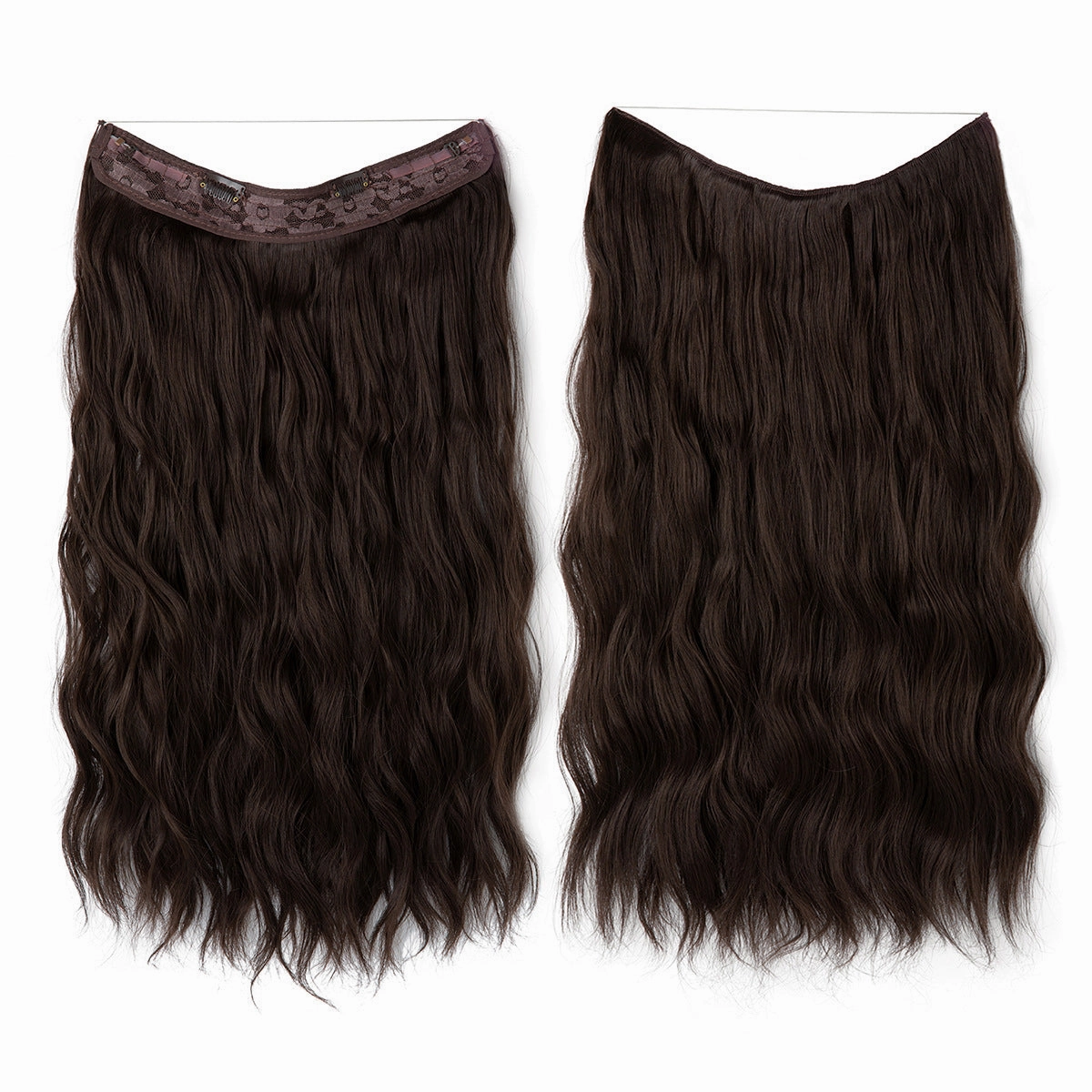 Long Wave Curly Fluffy Wigs One Piece Fishing Line 20inch Hair Extensions