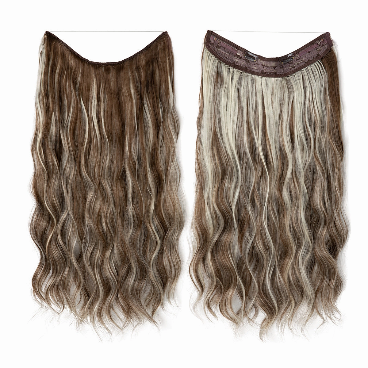 Long Wave Curly Fluffy Wigs One Piece Fishing Line 20inch Hair Extensions