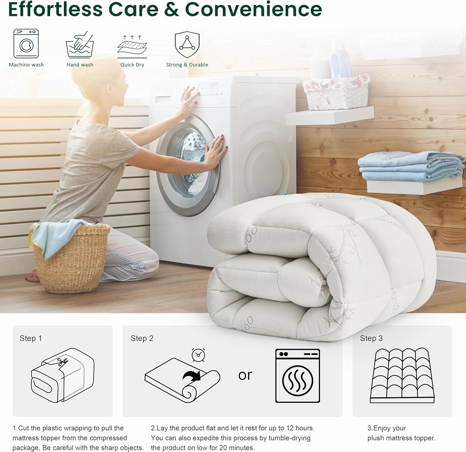 Love's cabin Queen Mattress Topper, Rayon Derived from Bamboo, 900 GSM Breathable Mattress Topper Pad, Thick Pillow Top Mattress Pad with Stretches up 8"-20" Deep Pocket(60"x80")