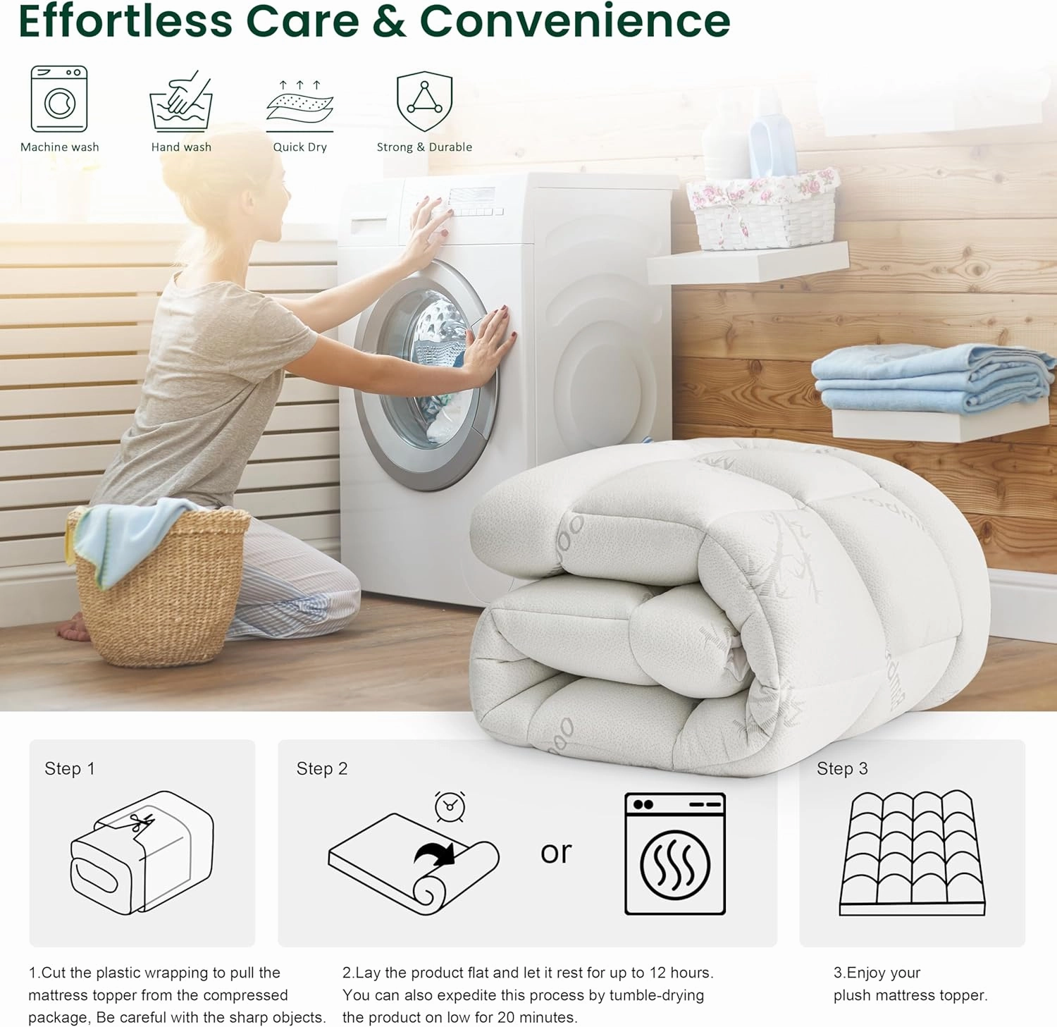 Love's cabin Queen Mattress Topper, Rayon Derived from Bamboo, 900 GSM Breathable Mattress Topper Pad, Thick Pillow Top Mattress Pad with Stretches up 8"-20" Deep Pocket(60"x80")