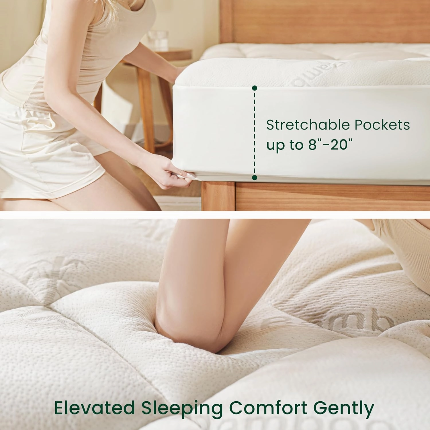 Love's cabin Queen Mattress Topper, Rayon Derived from Bamboo, 900 GSM Breathable Mattress Topper Pad, Thick Pillow Top Mattress Pad with Stretches up 8"-20" Deep Pocket(60"x80")