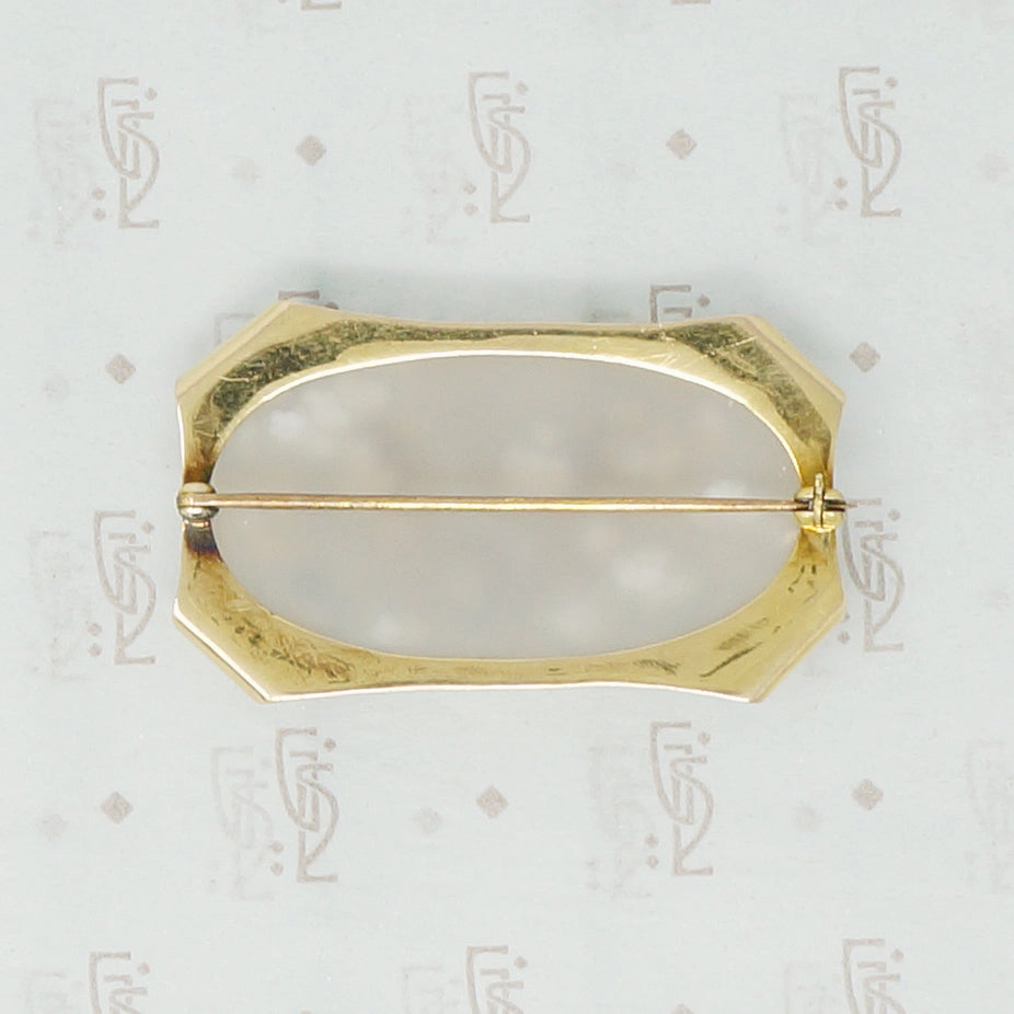 Lovely Hammered Gold Agate Brooch Circa 1910
