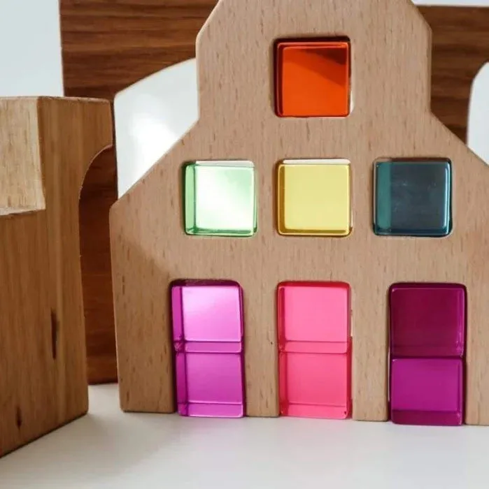 Lucite Cubes 16 Bright Blocks with Tray