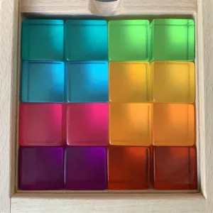 Lucite Cubes 16 Bright Blocks with Tray