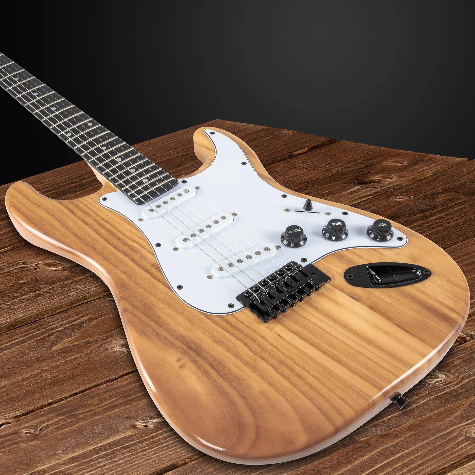 LyxPro Electric Guitar 39" inch Full Beginner Starter kit Full Size with 20w Amp, Package Includes All Accessories, Digital Tuner, Strings, Picks, Tremolo Bar, Shoulder Strap, and Case Bag - Natural