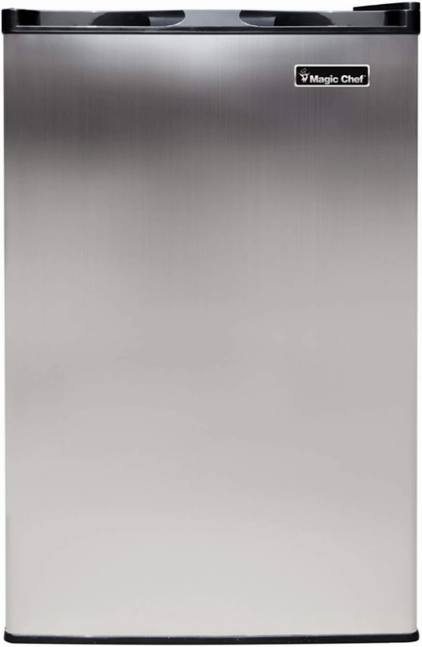Magic Chef Compact Mini Freezer for Bedroom, Garage, Office, and More with Manual Defrost Function and Recessed Door Handle, Silver