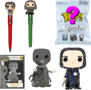 Magical Minis Wizard Pop! Harry Potter with Hedwig Bundled with 2 Bitty Pop! Blind Bag Figure Display   Figural Nano Fig Head 4 Items