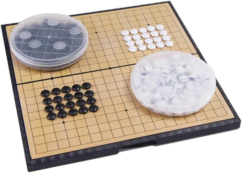 Magnetic 19x19 Go Game Set - 11-Inch Folding Board with 361 Magnetic Stones - Portable Travel Go Set for 2 Players, Ages 12 