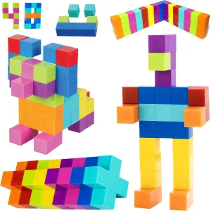Magnetic Building Blocks for Kids 48PCS STEM Montessori Magnet Cubes in Bright Colors Educational Construction Toy Set Boys Girls Ages 3-9