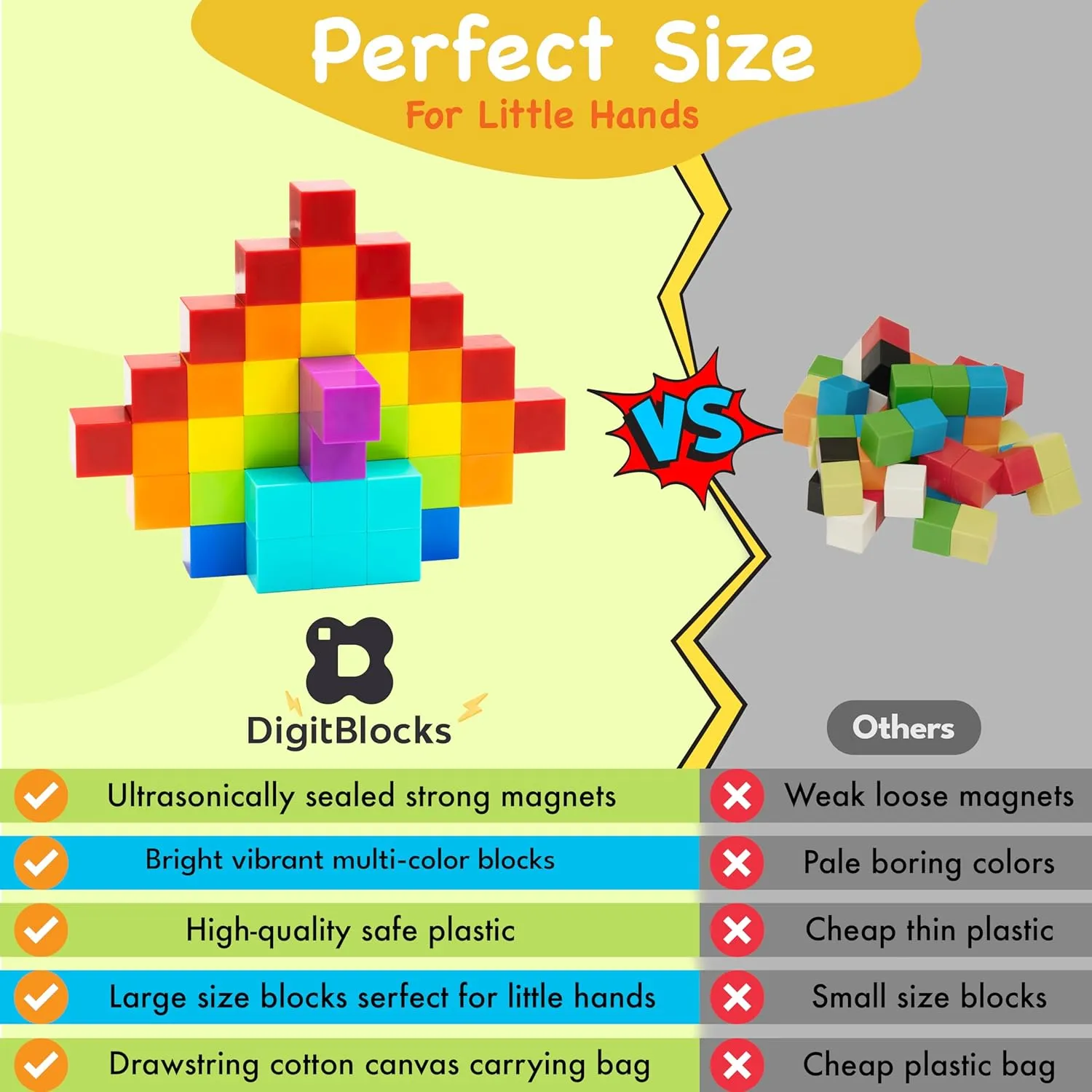 Magnetic Building Blocks for Kids 48PCS STEM Montessori Magnet Cubes in Bright Colors Educational Construction Toy Set Boys Girls Ages 3-9