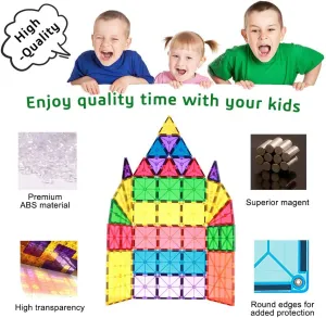 Magnetic Building Tiles, 48pcs Colorful 3D Transparent Magnet Building Blocks Set, Educational Toy Gift for Kids Boys Girls (48PCS)
