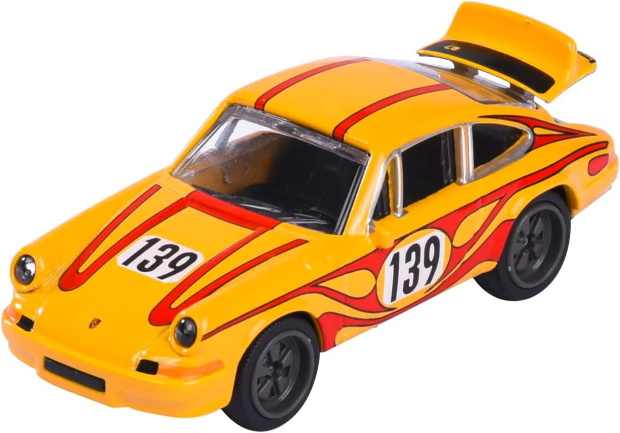 Majorette - Porsche Motorsport Deluxe 911 Carrera RS 2.7 in Yellow - Model Car (7.5 cm) from the Porsche Deluxe Car Edition with Collection Box, Toy Car for Children from 3 Years