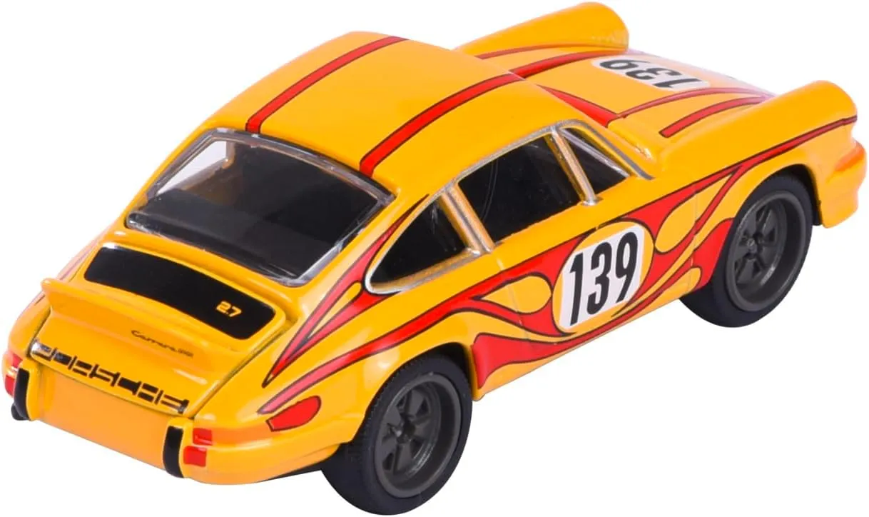 Majorette - Porsche Motorsport Deluxe 911 Carrera RS 2.7 in Yellow - Model Car (7.5 cm) from the Porsche Deluxe Car Edition with Collection Box, Toy Car for Children from 3 Years