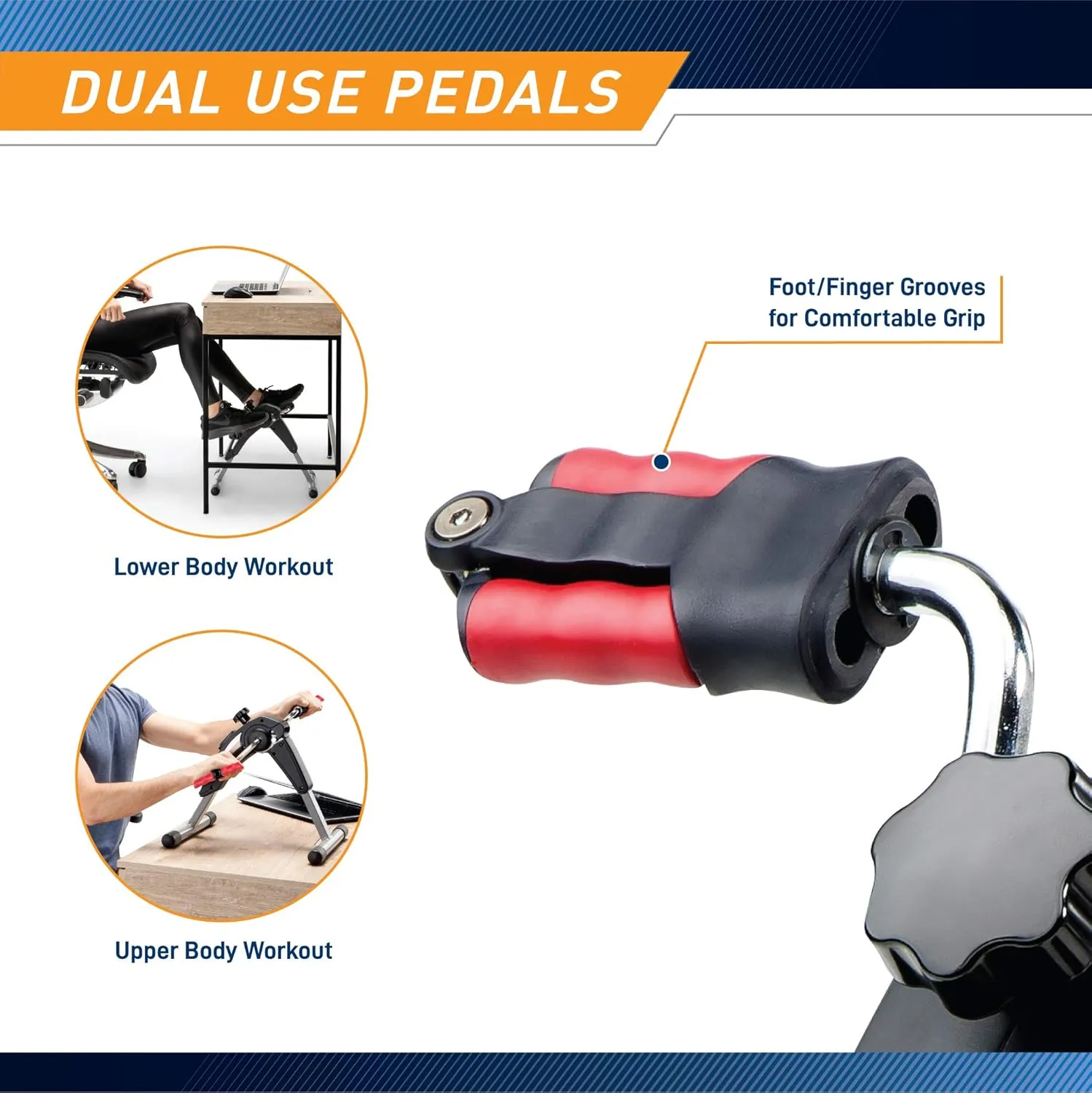 Marcy Portable Mini Magnetic Cardio Cycle Under Desk Bike Pedal Exerciser for Home Gym and Office NS-914