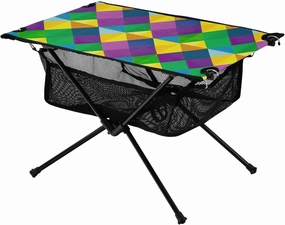 Mardi Gras Texture Portable Folding Camping Table, Compact Lightweight Beach Table with Carrying Bag for Outdoor Picnics, BBQs, Camp