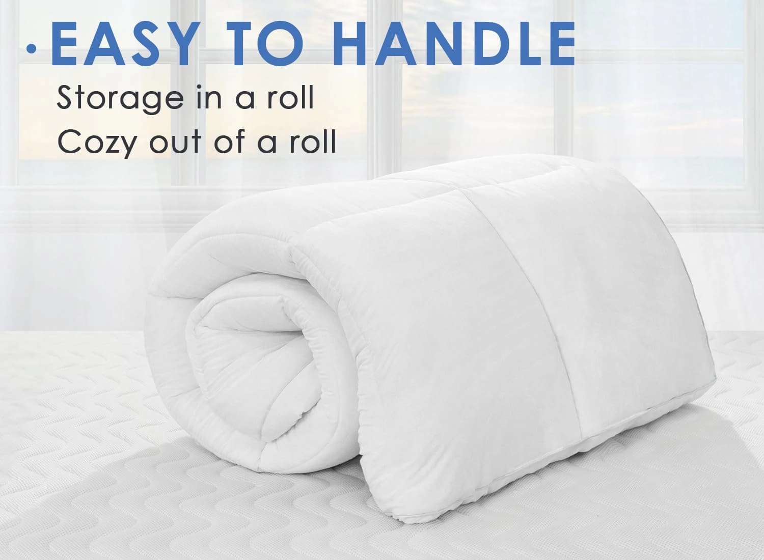 Marine Moon Mattress Topper Queen, Cooling Pillow Top Mattress Topper, Extra Thick Plush Mattress Pad Cover, Overfilled with 7D Down Alternative, Relief Back Pain, Soften Hard Mattress, 80'' x 60''