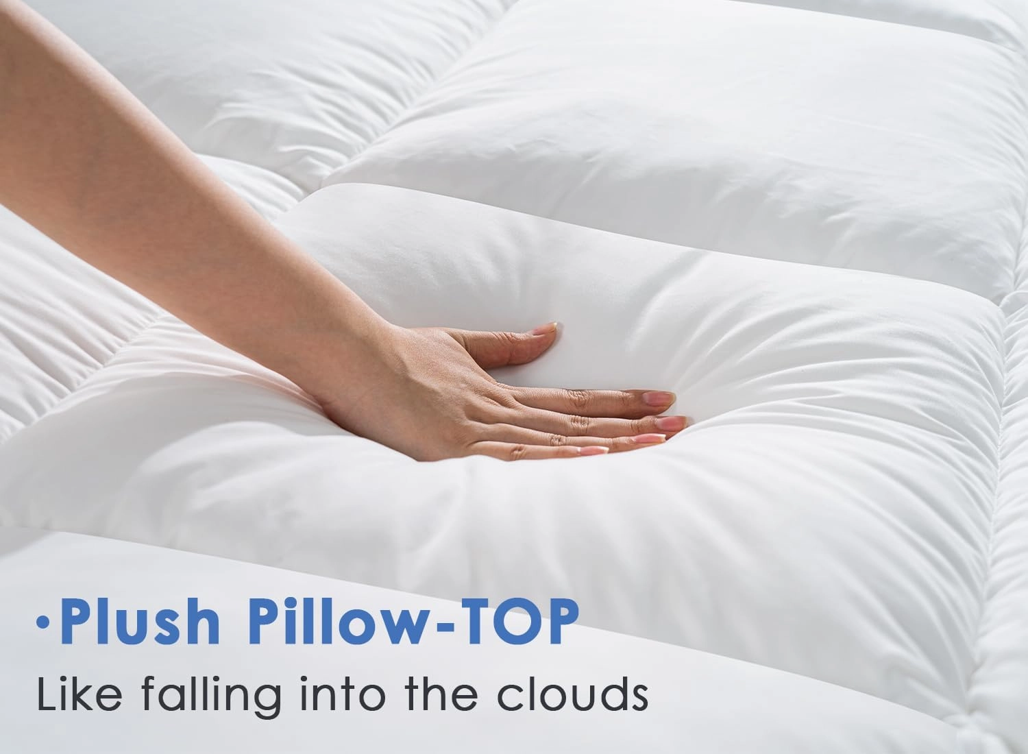 Marine Moon Mattress Topper Queen, Cooling Pillow Top Mattress Topper, Extra Thick Plush Mattress Pad Cover, Overfilled with 7D Down Alternative, Relief Back Pain, Soften Hard Mattress, 80'' x 60''