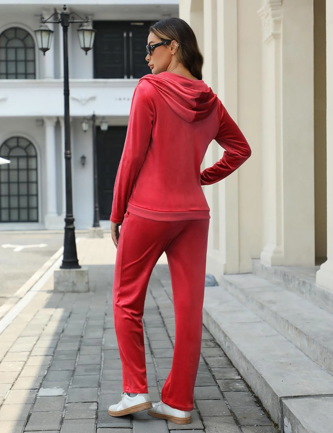 Marvmys Velour Tracksuit Womens 2 Piece Outfits Velvet Sweatsuit Jogging Suit Full Zip Up Hoodie and Sweatpants Set