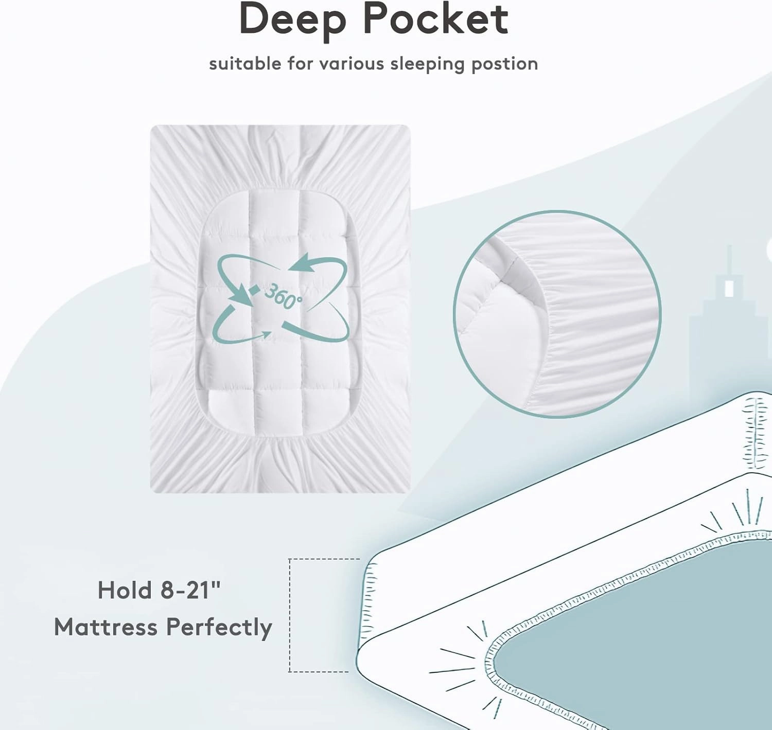 Mattress Topper Queen,Extra Thick Mattress Pad Cover for Back Pain,Cooling Mattress Protector with 8-21 Inch Deep Pocket,Overfilled Down Alternative Filling