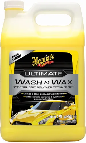 Meguiar's Ultimate Wash and Wax, Car Wash and Wax Cleans and Shines in One Step, Wash, Shine, and Protect with an Enhanced pH Neutral Car Paint Cleaner, 1 Gallon