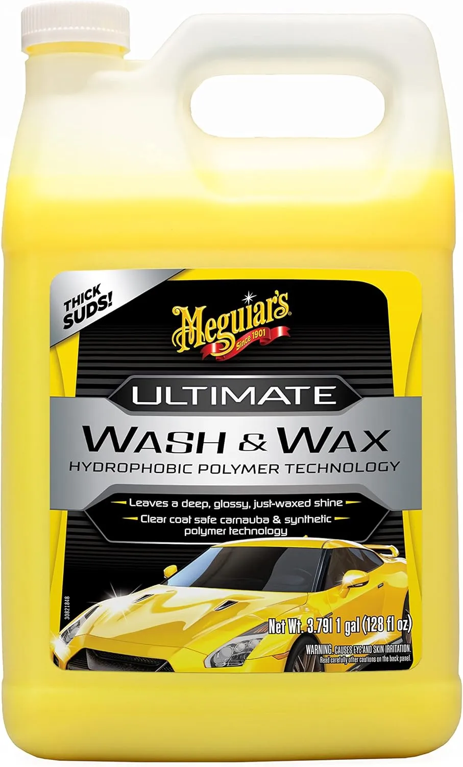 Meguiar's Ultimate Wash and Wax, Car Wash and Wax Cleans and Shines in One Step, Wash, Shine, and Protect with an Enhanced pH Neutral Car Paint Cleaner, 1 Gallon