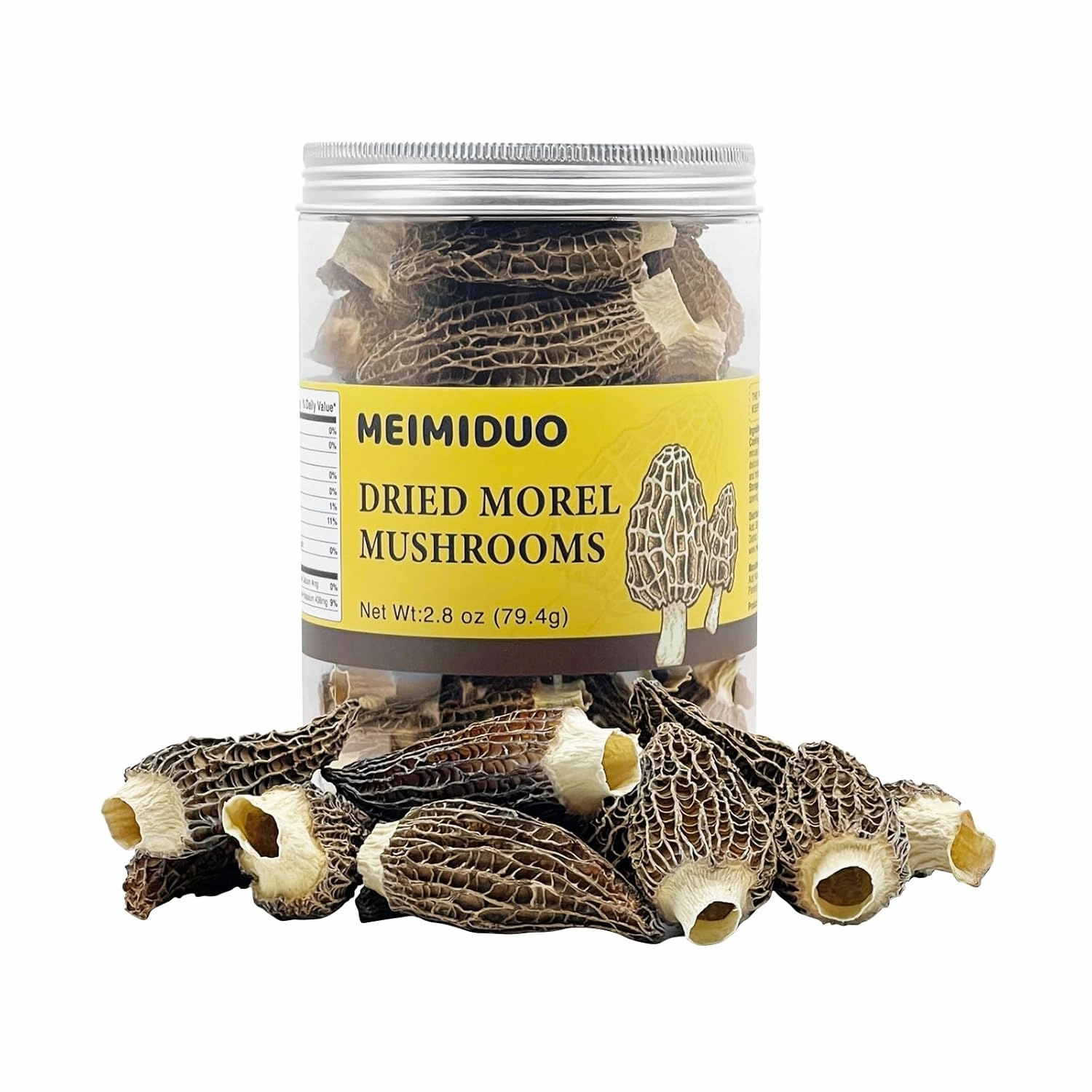 MEIMIDUO 2.8 Oz Delicious Grade AAA Dried Morel Mushrooms for Cooking, Ketone Friendly, Gluten-Free, Fat-Free, Sugar-Free, No additives, Healthy, Nutritious & Umami Morel Mushrooms