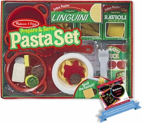 Melissa & Doug Prepare & Serve P a s t a : Play Food Set Bundle with 1 Theme Compatible M&D Scratch Fun Mini-Pad (09361)