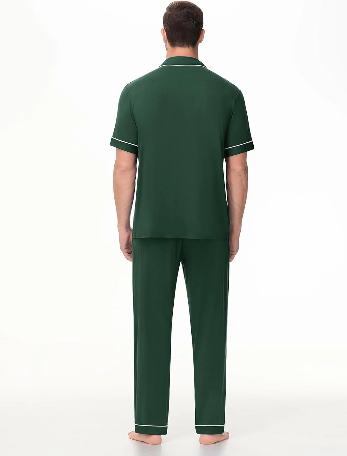 Men Pajamas Set Two Pieces Short Sleeve Sleepwear Button Down Loungewear Set Soft Modal Pj Set with Pockets