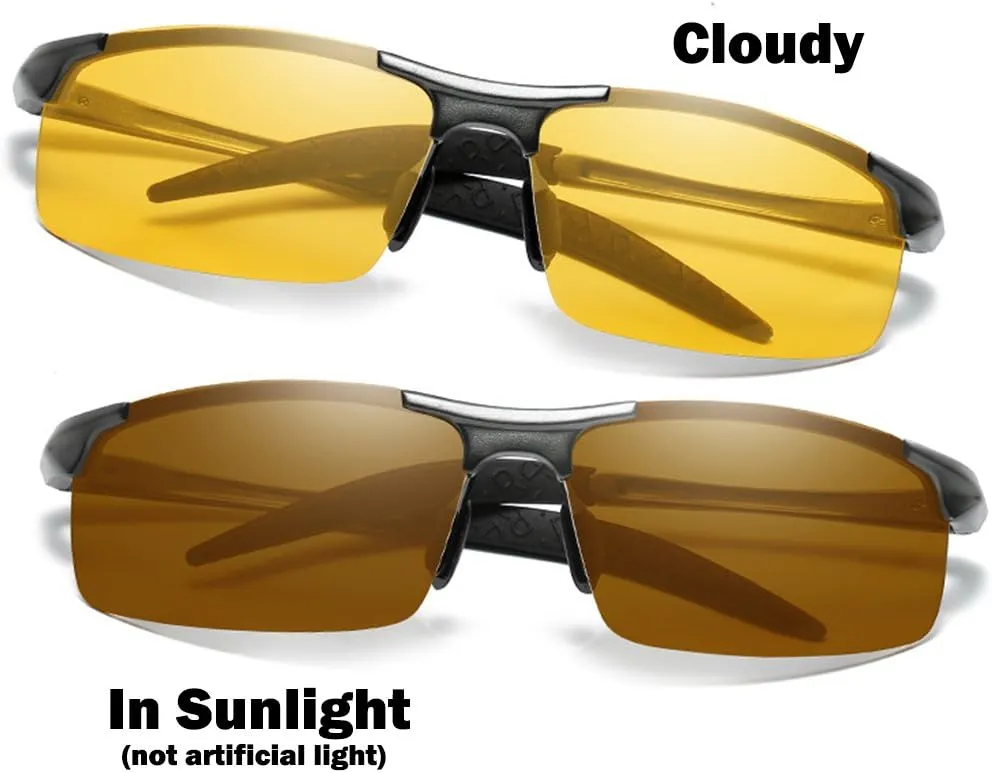 Men's Photochromic Polarized UV400 Sunglasses for Outdoor Fishing Golf Beach Baseball Sports
