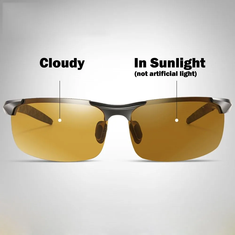 Men's Photochromic Polarized UV400 Sunglasses for Outdoor Fishing Golf Beach Baseball Sports