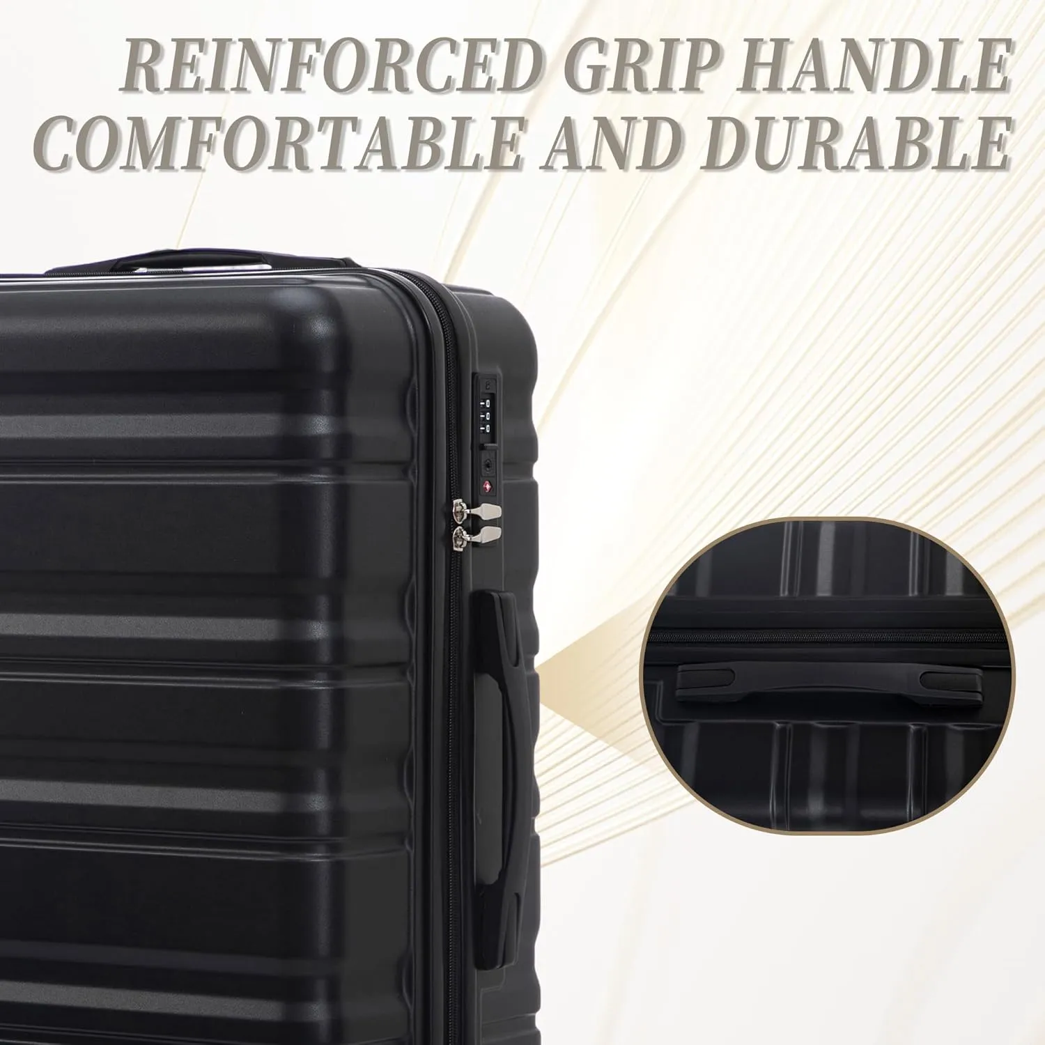 Merax Suitcases ABS Hard Shell Luggage Sets, Black and Brown, 20/24/28 Inch