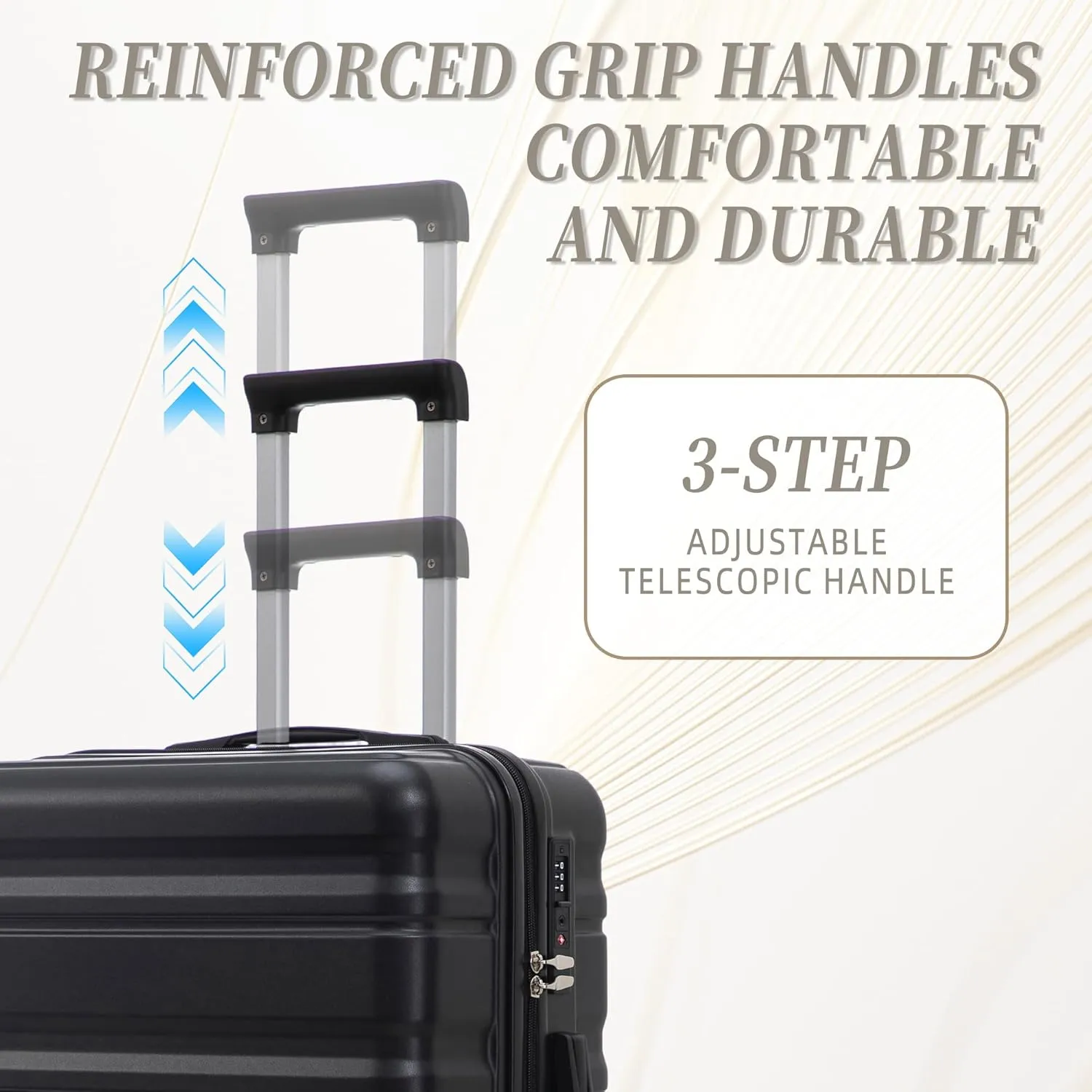 Merax Suitcases ABS Hard Shell Luggage Sets, Black and Brown, 20/24/28 Inch
