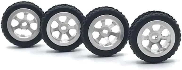 Metal Upgrade Racing Wheel Soft Tire Skin Compatible with 1/28 284131 K969 K979 K989 K999 P929 P939 -D -Q -Z RC Vehicle Parts(Silver)