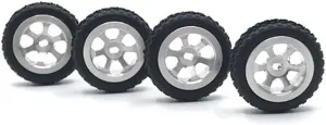 Metal Upgrade Racing Wheel Soft Tire Skin Compatible with 1/28 284131 K969 K979 K989 K999 P929 P939 -D -Q -Z RC Vehicle Parts(Silver)