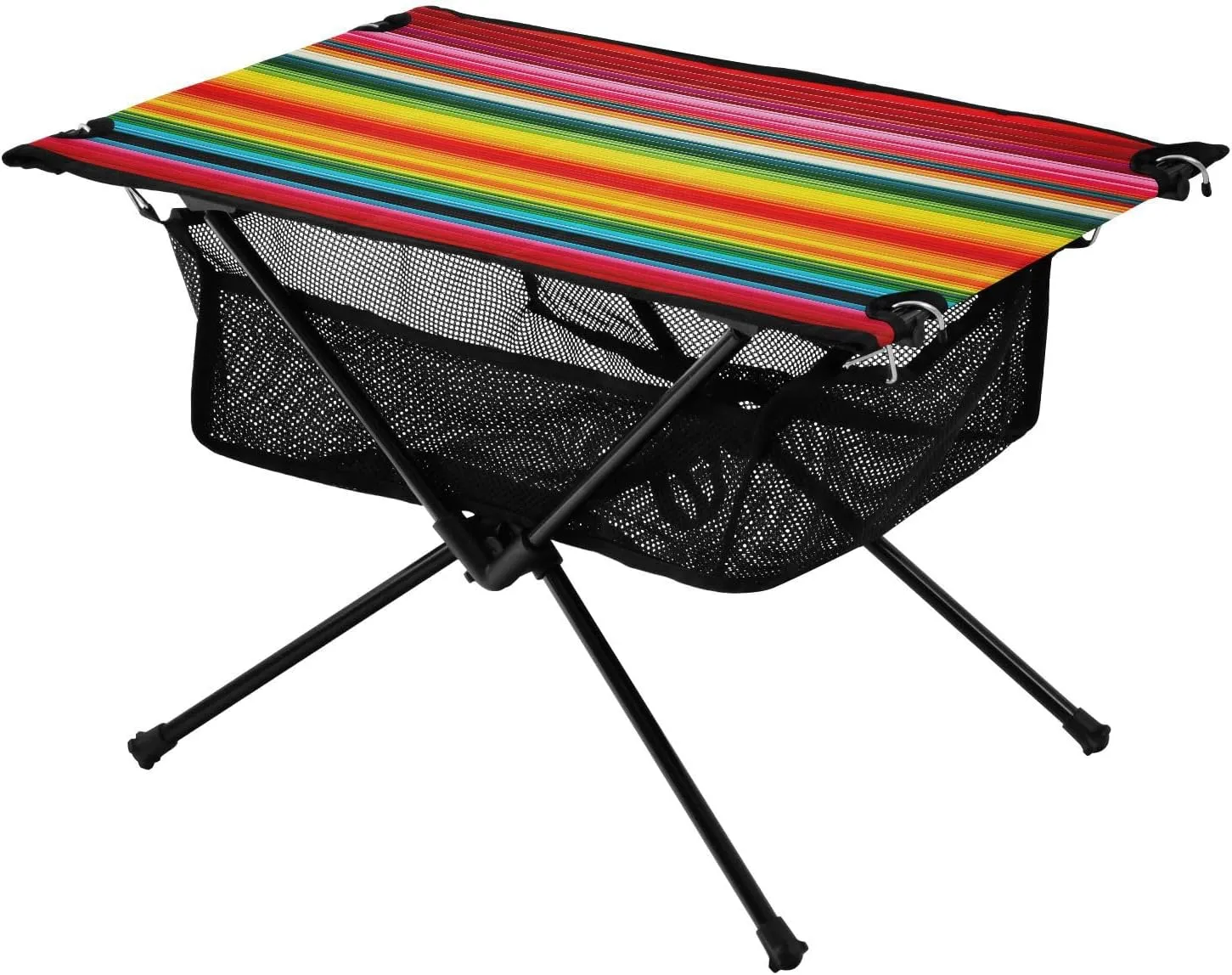 Mexican Striped Portable Folding Camping Table, Compact Lightweight Beach Table with Carrying Bag for Outdoor Picnics, BBQs, Camp
