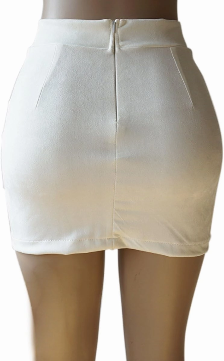 Meyeeka Womens Sexy High Waist Lace Up Bodycon Faux Suede Split Tight Mini Skirt