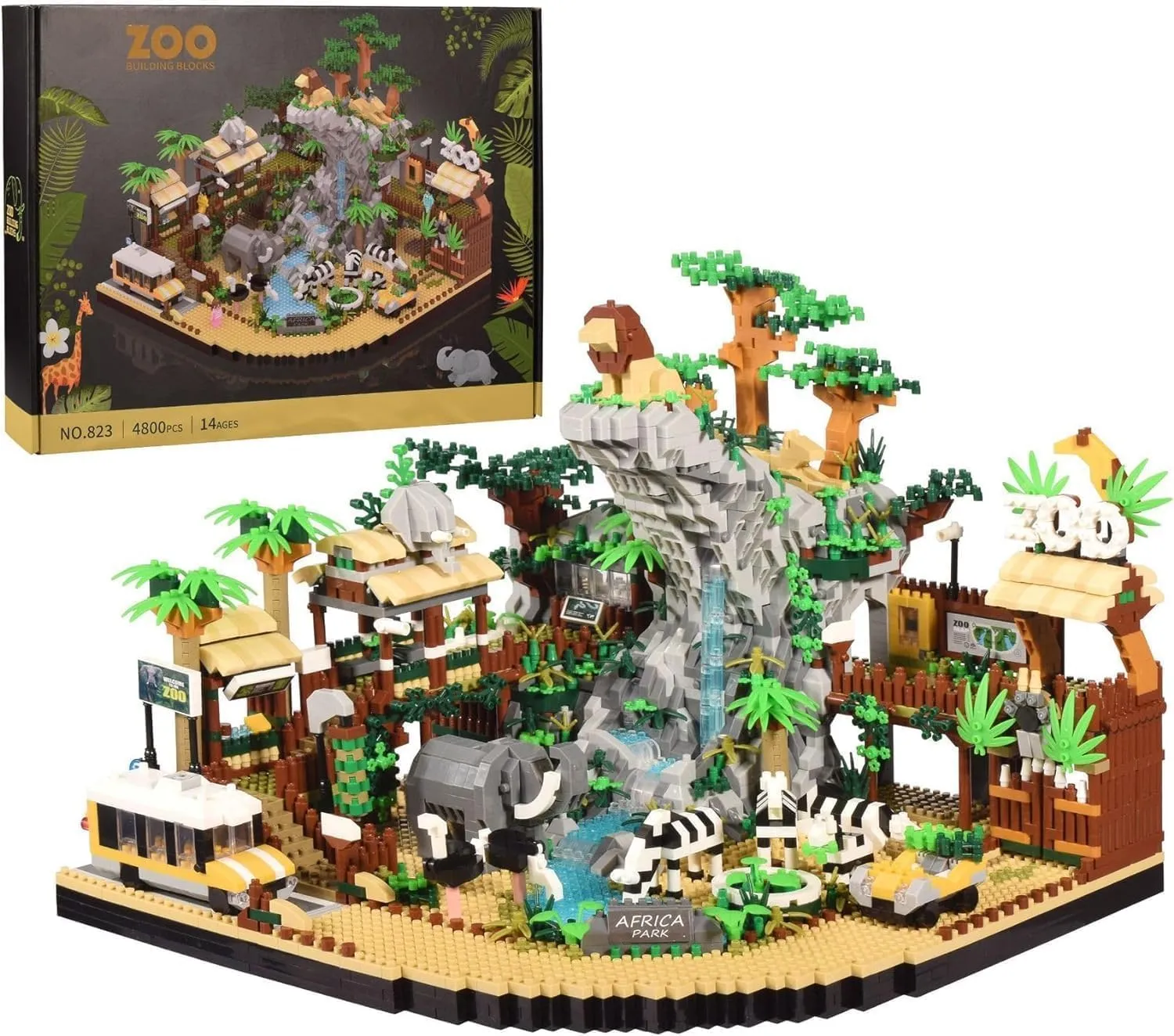 Micro Mini Blocks Desert Zoo Blocks Desert Zoo Building Set, 4800  PCS Zoo Architecture Model Building Block Kit, MOC Mini Bricks Construction Educational Toys Gift for Kids Adults