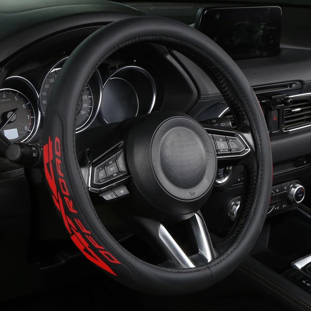 Microfiber Universal Leather 4x4 Car Steering Wheel Cover 15-15.5inch Breathable Compatible with Car SUV Truck for Men Women