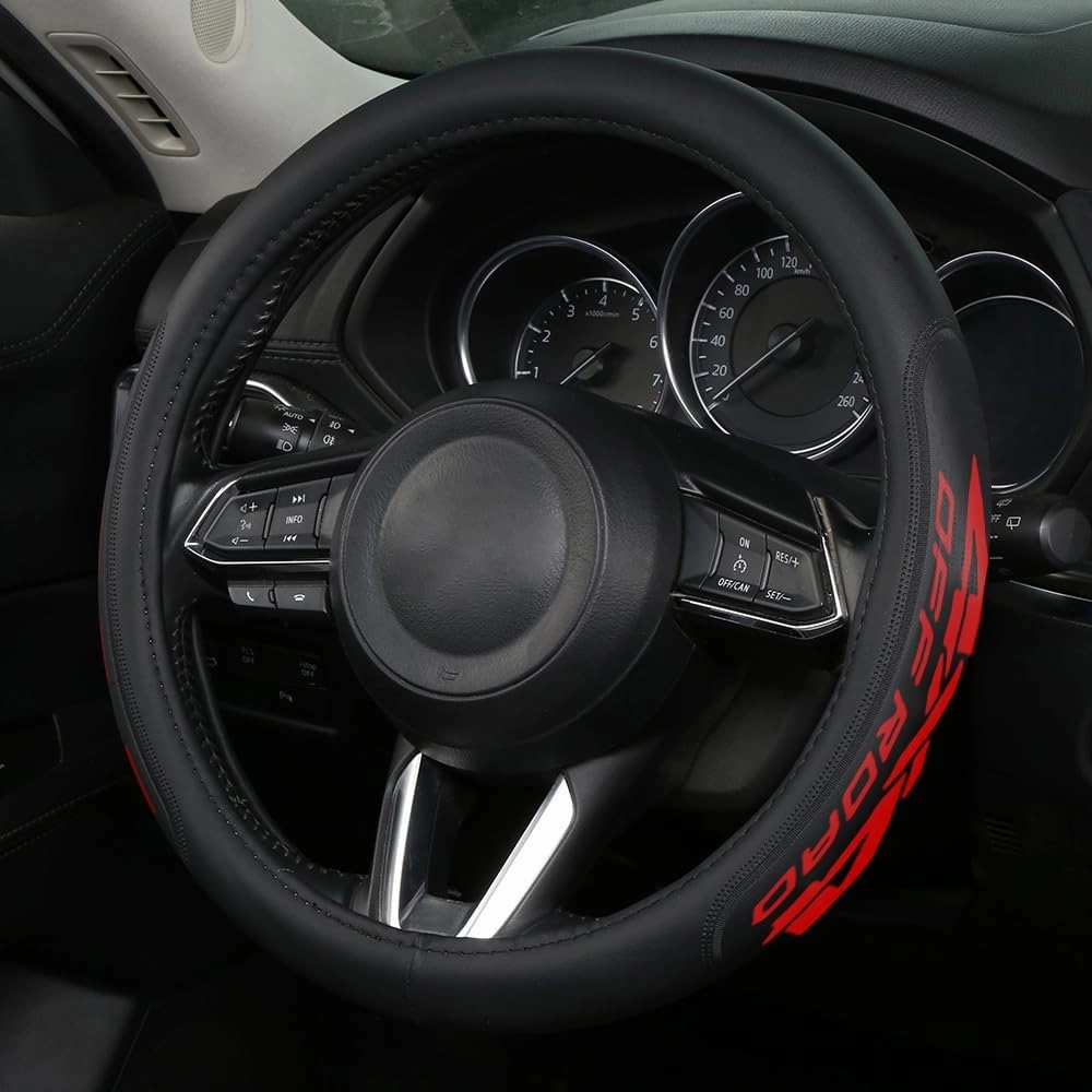 Microfiber Universal Leather 4x4 Car Steering Wheel Cover 15-15.5inch Breathable Compatible with Car SUV Truck for Men Women