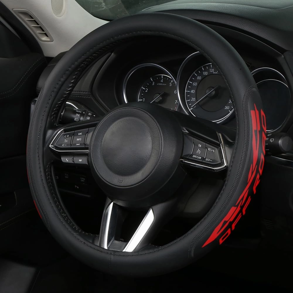 Microfiber Universal Leather 4x4 Car Steering Wheel Cover 15-15.5inch Breathable Compatible with Car SUV Truck for Men Women