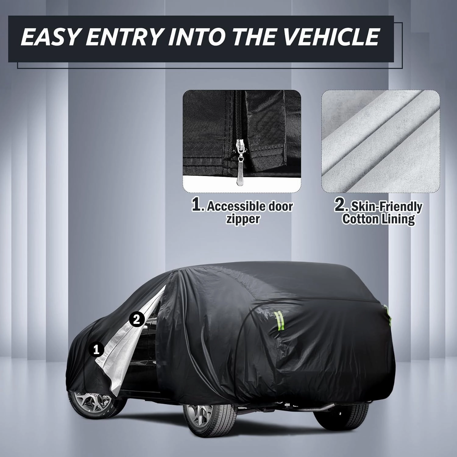 Migaven 6 Layers Car Cover Custom Fit for for Jeep Wrangler 4 Door 2006-2025 JK JL, Waterproof Full Exterior Cover Rain Sun Hail Protection with Door Zipper
