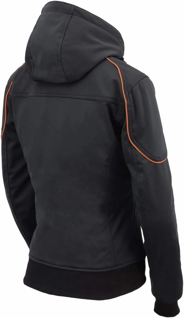 Milwaukee Leather MPL2764 Women's Black Soft Shell Armored Motorcycle Racing Style Jacket with Hoodie