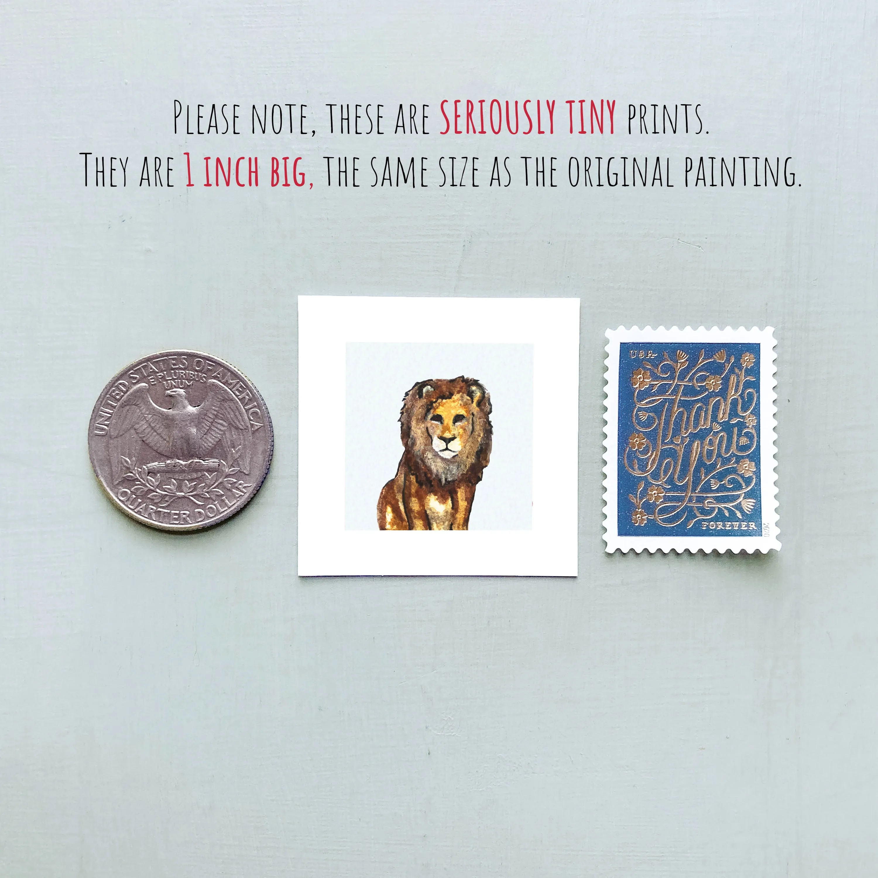 Mini 1" Lion Watercolor Print