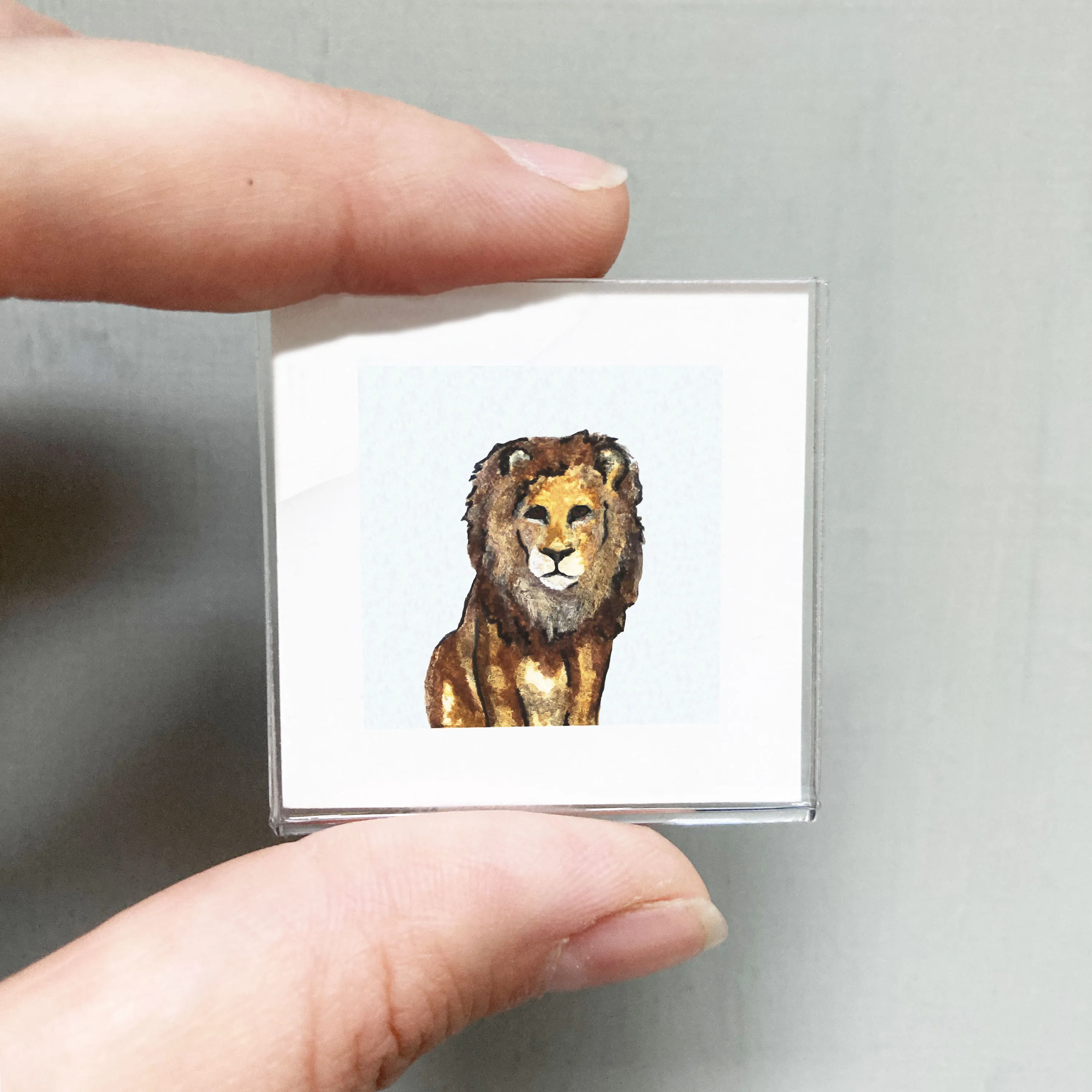 Mini 1" Lion Watercolor Print